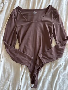 nuuds Long Sleeve Scoop Neck Bodysuit in Mauve